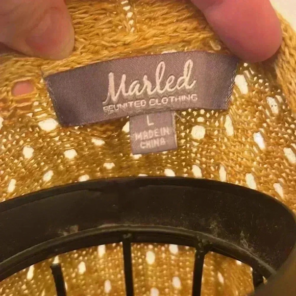 Marled Long Cotton Open Front Cardigan-Sz L - Picture 4 of 5